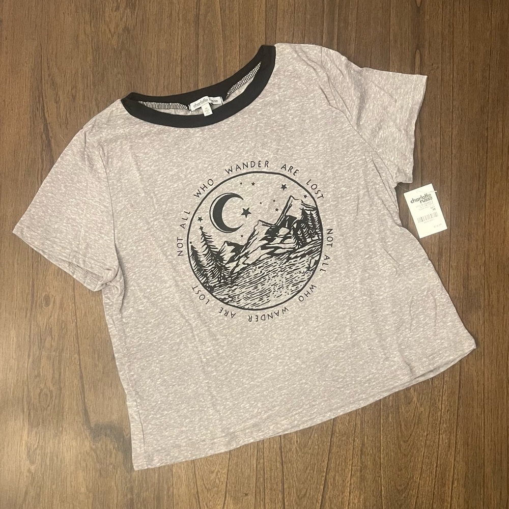 Charlotte Russe Crop Top, Size Medium, Color Gray